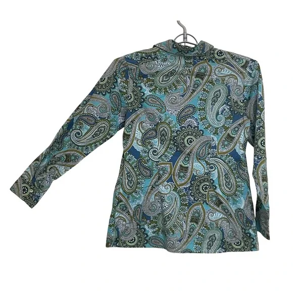 Tommy Bahama Top Women's‎ 10 Multi Color Paisley Button Up Long Sleeve Blouse - Picture 11 of 12